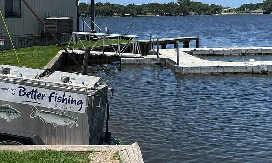 Stocking fish at Lake Palestine in Texas
